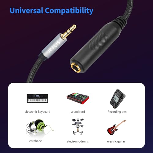 1/4" to 3.5mm Headphone Extension Cable - 6.35mm Quarter inch to1/8 Fmale Stereo Jack Audio Adapter for Amplifiers, Speaker, Guitar Amp,Home Theater, Mixing Console (0.3m/2PACK) - size: 6.35F-3.5M-2PACK