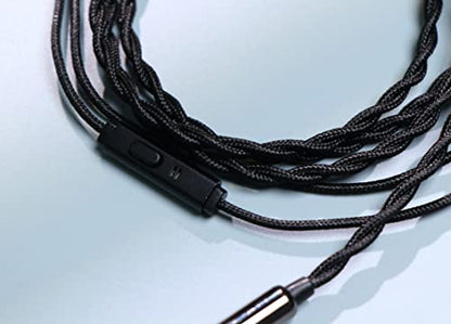 Linsoul Tripowin Zombur 4N OFC in Ear Monitor Cable, 3.5mm Plug, 1.25m | High Purity Oxygen Free Cable HiFi Wired IEM Cable, Cotton Yarn Outer Layer, for Musician Audiophile, w/ Mic, Recessed 2pin - size: Recessed 2-Pin, style: With Mic