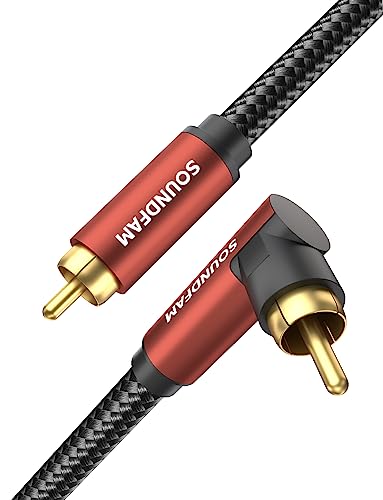90 Degree Right Angle RCA Subwoofer Cable, Dual Shielded 24K Gold-Plated Coaxial Audio Cable for Home Theater, S/PDIF - [ 26ft/8M, Red, 1 x 90° RCA Plug ] - color: 1 x 90° RCA Plug, size: 26ft/8M