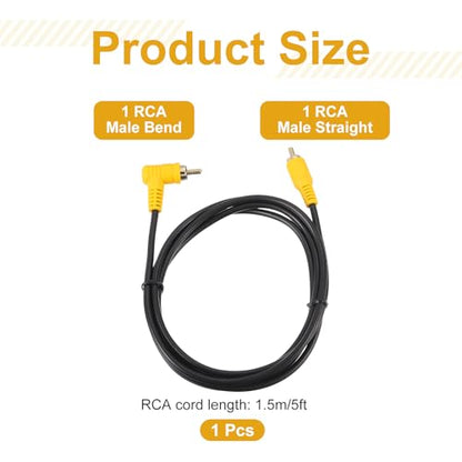 MECCANIXITY RCA Cable, 1RCA Male Bend to 1RCA Male 5ft Audio Video Speaker Cable for Subwoofer Amplifier Home Theater DVD TV - size: 5ft, style: 1RCA Male Bend to 1RCA Male
