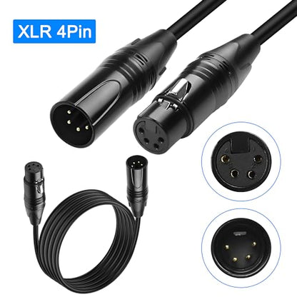 MEIRIYFA XLR 4 Pin Male to Female Power Supply Cable - Balanced Extension Patch for DSLR Camera Monitor - Black, 1.8M