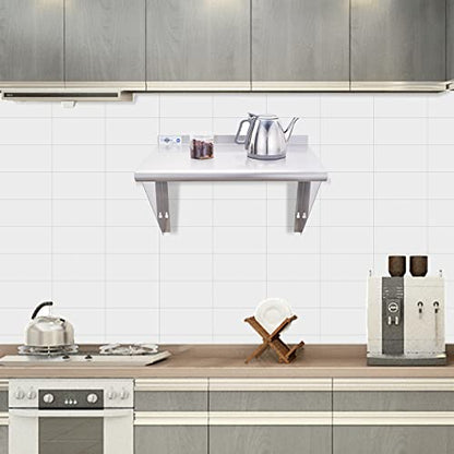 Profeeshaw NSF Stainless Steel Shelf 18” x 24”, Commercial Wall Shelving | 300 lb, Wall Mounted Metal Shelves, with Backsplash and 3 Brackets, for Restaurant, Bar, Utility Room, Kitchen and Garage - size: 18"x24"