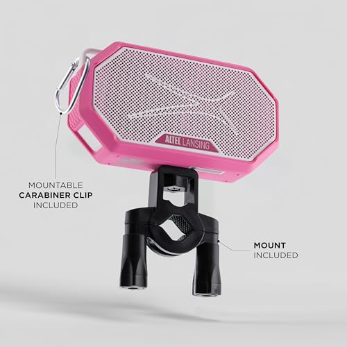 Altec Lansing Portable Bluetooth Speaker HYDRAMINI 2.0, IP67 Waterproof, Portable Speaker, 12h Playtime, Wireless Pairing, USB-C Quick Charge, Magnetic Bluetooth, Voice Assistant Integration - color: Electric Pink/White