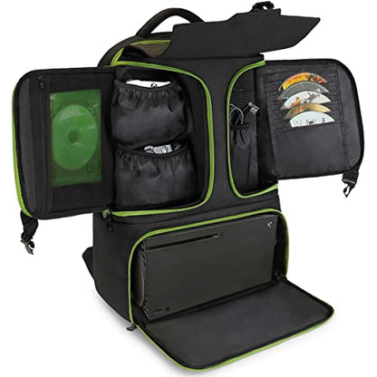 ENHANCE Console Gaming Backpack Compatible with Xbox Series X , Series S - Series X Carrying Case with Compartments for Controllers, Games & Accessories - Headset Storage , Zippered Pockets