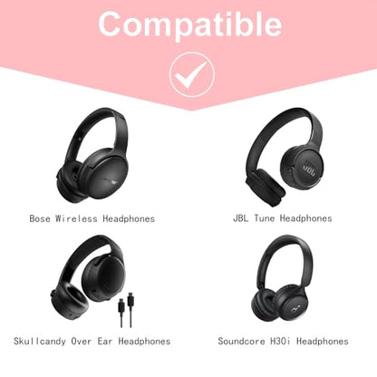 XANAD Hard Case for Bose QuietComfort, QC Ultra, QC 45, QC 35, QC45 SE, QC SE or Skullcandy Crusher Evo, Hesh ANC, Hesh Evo, Crusher ANC 2, Crusher, Riff 2 Noise Headphones（Outer Pink +Inner Pink） - color: Outer Pink +Inner Pink