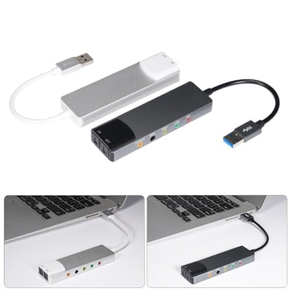 USB External Sound Card with SPDIF Digital Sound for 5.1 & 7.1 Surround Sound Systems, Aluminum Body - color: Gray