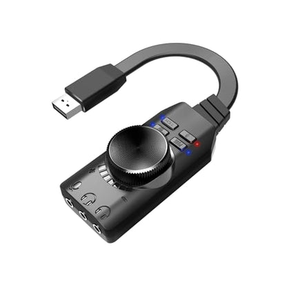 USB Sound Card Adapter with Volume Control External 7.1CH Audio Adapter for PC Laptop Gaming Headset, Black - color: Black
