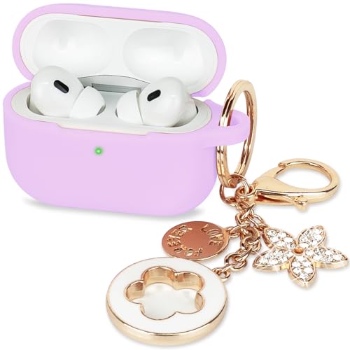 Case for Apple Airpods Pro 3 (2025) - VOTILE Airpods Pro 3 Cases Cover Women Silicone iPods Pro 3 Earbuds Wireless Accessorie Charging Cases Girl Bling Keychain for Airpod iPods Pro 3 - Lavender - color: Lavender, size: for AirPods Pro 3 (2025)