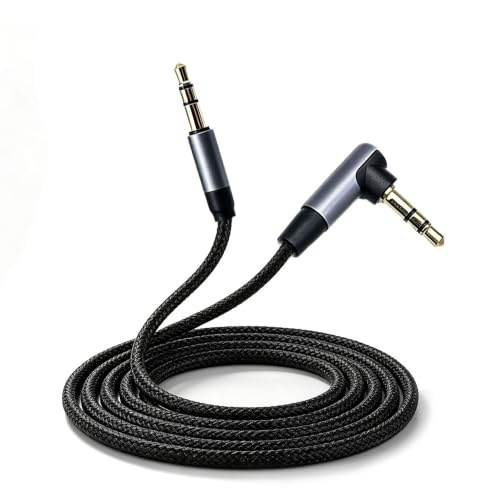 3.5 to 3.5mm TRS Aux Cable, 90 Degree for Headphone, 1.96FT | 3.5mm Stereo Audio Cable, Hi-Fi Sound Portable TRS Auxiliary Cable for Car for Stereos, Speaker Smartphone Nylon Braided