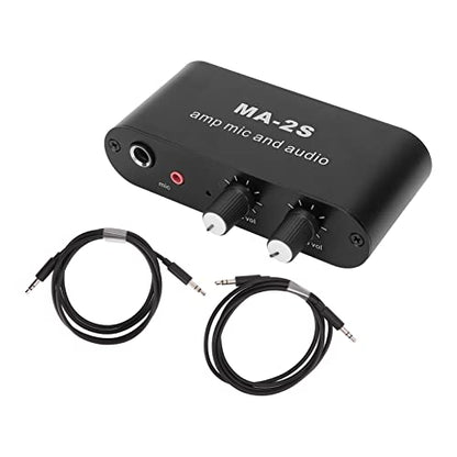 Audio Preamplifier, Micropne Amplifier1/4 Input 3.5Mm Output Small Stereo Channel Audio Splitter, 3 Output Ports Headphone Amplifier, Audio Splitter, Mini Amplifier For Speakers With Audio Cable For