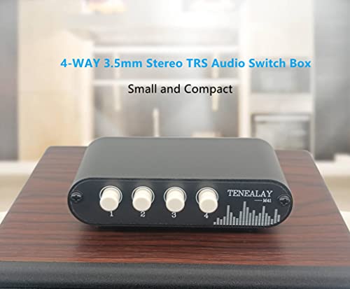 4 in 1 out / 1 in 4 out AUX 3.5mm Stereo Audio input Signal Source Switcher, 4-Way Switch Selector Splitter Box M41 - color: 4-port 3.5mm Switch no volume