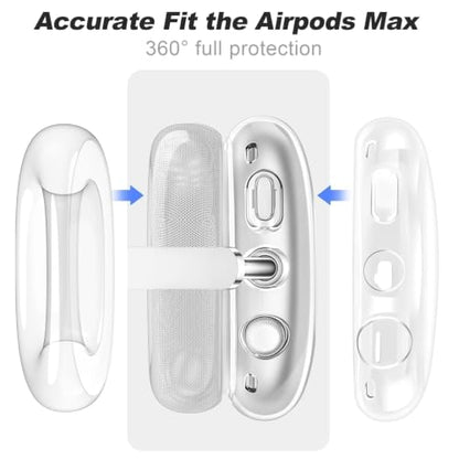 MOLOPPO Case Cover for AirPods Max, Clear Purple, 2 Set | Soft TPU, Anti-Scratch, Ultra Protective, Transparent - color: Clear+Ear Clear