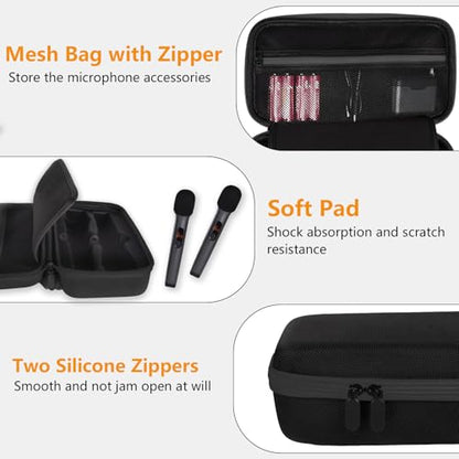 Wireless Microphone Case Compatible with JBL Wireless Two Microphone System, Handheld Dual Mic Travel Bag for Party Box, Singing, Karaoke for JBL mic, Receiver, Adapter, AA Batteries -Black (Box Only) - color: Black