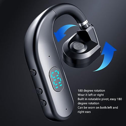 Bluetooth Headset, Noise Cancelling Single Ear Earpiece, Hands Call Earphones with Built in Mic for Driving Business Office, 300mAh Battery (Blue)