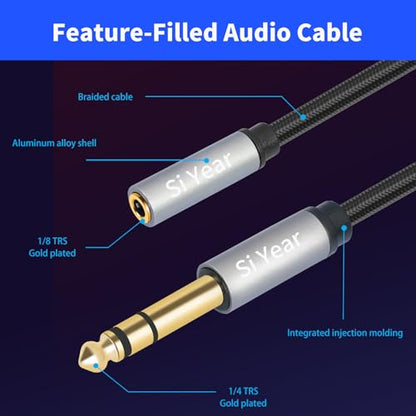 1/4" to 3.5mm Headphone Extension Cable,5FT- 6.35mm Quarter inch Male to 1/8 inch Female Stereo Jack Audio Adapter for Amplifiers, Speaker, Guitar Amp,Home Theater, Mixing Console (1.5m-2PACK) - size: 6.35M-3.5F-2PACK
