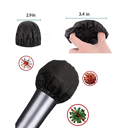 400pcs Microphone Cover Disposable,Mic Windscreen Non-Woven Handheld Mic Cover Black Pop Filter Individually Wrapped, 3.34in
