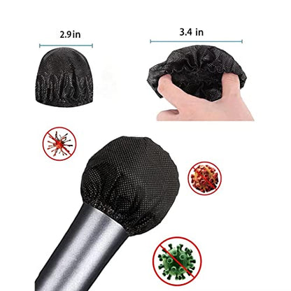 400pcs Microphone Cover Disposable,Mic Windscreen Non-Woven Handheld Mic Cover Black Pop Filter Individually Wrapped, 3.34in
