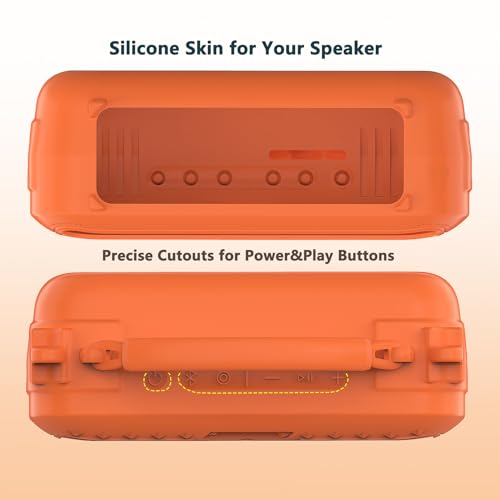 JCHPINE Silicone Cover Case for Bose SoundLink Plus Portable Speaker | Protective Soft Silicone Case with Carrying Handle and Shoulder Strap (Sunset Peach) - color: Sunset Peach