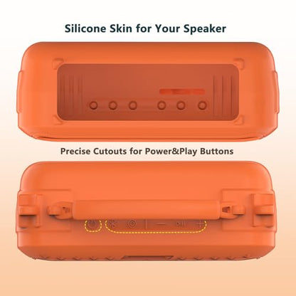 JCHPINE Silicone Cover Case for Bose SoundLink Plus Portable Speaker | Protective Soft Silicone Case with Carrying Handle and Shoulder Strap (Sunset Peach) - color: Sunset Peach