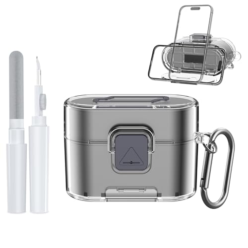 [with Safety Lock] for Sony WF-1000XM6 Case Cover, Soft TPU Clear Protective Earbuds Case with Cleaning Kit & Carabiner, Wireless Charging Headphone Accessories for Men Women(Clear) - color: Clear