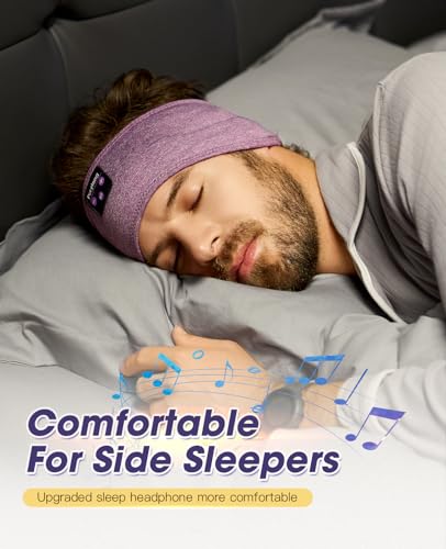 Perytong Bluetooth Headband with Wireless Sleeping Earbuds for Side Sleepers, Workout, Running, Insomnia, Travel, Yoga - color: PureViolet