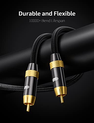 EMK Subwoofer Cable OFC Core HiFi SPDIF Coaxial Audio Cable 24K Gold-Plated Premium S/PDIF RCA Male to RCA Male for Home Theater, Soundbar,Speaker,HDTV, Subwoofer, Hi-Fi Systems (3ft/1m) - size: 3ft/1m