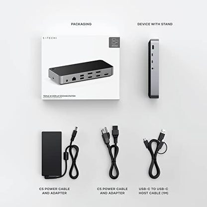 Satechi 13-in-1 Triple 4K USB-C Docking Station, 100W Charging, Audio Jack