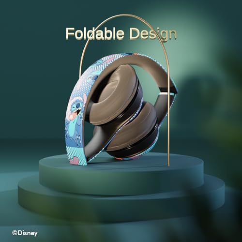 iJoy Disney Lilo & Stitch Expressions Bluetooth Over-Ear Headphones, Wireless Foldable Headset with Built-in Microphone - Stitch Expressions Design, for Adults and Kids - color: Stitch Expressions