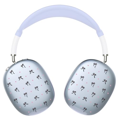 Silicone Case Cover for AirPods Max Headphones, Clear Black Bow Soft TPU Ear Cups Cover/Ear Pad Case Cover/Headband Cover for AirPods Max (2024/2020), Blue - color: Black Bow/Light Blue