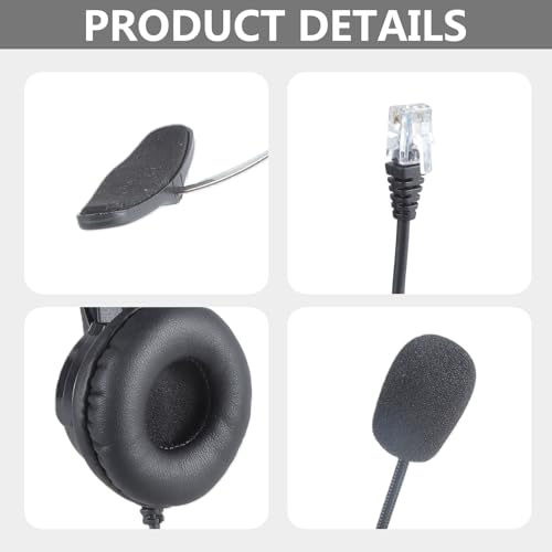 4-Pin RJ11 Monaural Corded Call Center Telephone Headset Headphone BK Earphone Headphonem in Ear Stereo Sound Noise Isolating Earbud Device Air Duct Noise-Cancelling USB