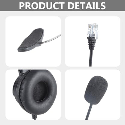 4-Pin RJ11 Monaural Corded Call Center Telephone Headset Headphone BK Earphone Headphonem in Ear Stereo Sound Noise Isolating Earbud Device Air Duct Noise-Cancelling USB
