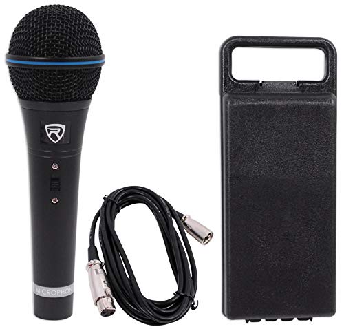 Rockville RMM-XLR 2-Pack Dynamic Supercardioid Microphones with XLR Cables | 50Hz-15kHz, 600 Ohm, -60dB Sensitivity, Metal Bodies, On/Off Switches, 2 10' XLR Cables, 2 Mic Clips, 2 Carry Cases, 2-Items