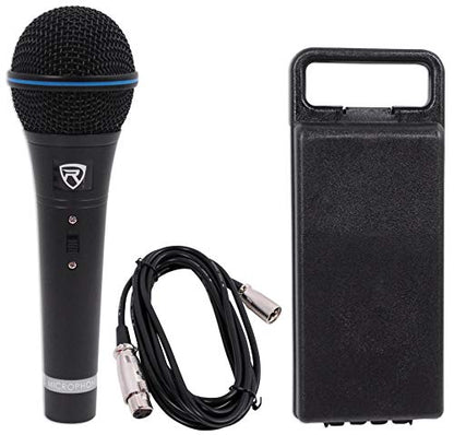 Rockville RMM-XLR 2-Pack Dynamic Supercardioid Microphones with XLR Cables | 50Hz-15kHz, 600 Ohm, -60dB Sensitivity, Metal Bodies, On/Off Switches, 2 10' XLR Cables, 2 Mic Clips, 2 Carry Cases, 2-Items