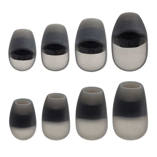 Replacement Ear Tips Compatible with HyperX Cloud Earbuds II | Soft Silicone Eartips with Portable Storage Box (4, Grey, XS/S/M/L)