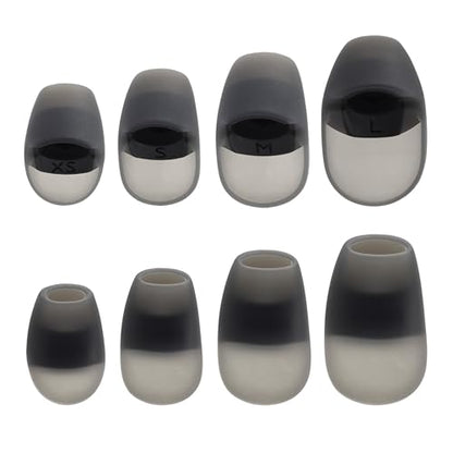 Replacement Ear Tips Compatible with HyperX Cloud Earbuds II | Soft Silicone Eartips with Portable Storage Box (4, Grey, XS/S/M/L)