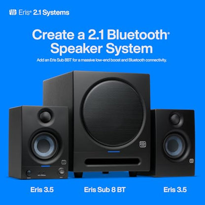 PreSonus Eris 3.5 Powered Studio Monitors, Pair —| | 50W, Woven-Composite Woofer, Silk-Dome Tweeter, White - color: White, size: 3.5"