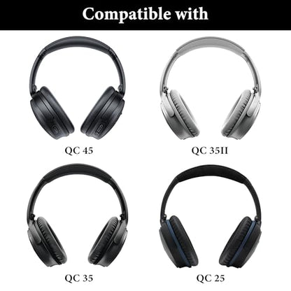 Geekria Flex Fabric Headband Cover Compatible with Bose QC45 QuietComfort 35II/QC35/QC25 Headphones, Replacement Repair Part, Sweat Cover, Easy DIY Installation (Black)