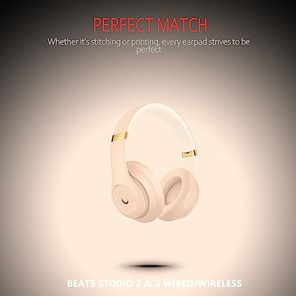 Earpads Replacement for Beats Studio 3 Wireless, Compatible with Beats Studio 2 & 3 Wired/Wireless/Model B0501/Model B0500 Headphone, Protein Leather & Memory Foam, Satin Gold - color: Gold