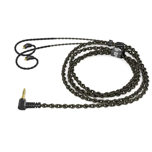 BASN SC100 OFC Silver-Plated Upgrade Headphone Cable, Black | 4N MMCX Replacement Earphone Cable, 3.5mm Audio Jack for Musician Audiophile - color: black, size: without mic