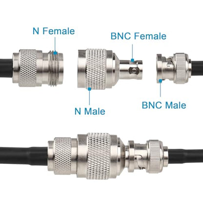 MOOKEEF 2 Pack N Male to BNC Female Connector Adapter N Type to BNC Coax Connector 50 Ohm