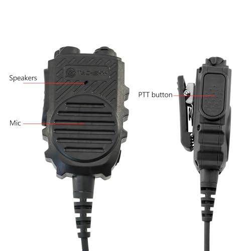 Tubeless 3.5mm Earpiece+PTT Hand Speaker Mic Kit w/ 2Pin K Plug,7.0mm Tactical Headset Jack for Clear Communication (Speaker Mic + Earpiece, Black) - color: Black, style: Speaker Mic + Earpiece