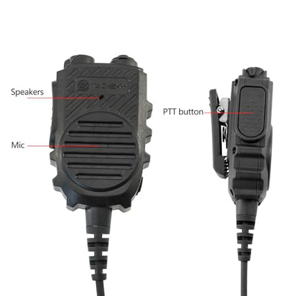 Tubeless 3.5mm Earpiece+PTT Hand Speaker Mic Kit w/ 2Pin K Plug,7.0mm Tactical Headset Jack for Clear Communication (Speaker Mic + Earpiece, Black) - color: Black, style: Speaker Mic + Earpiece