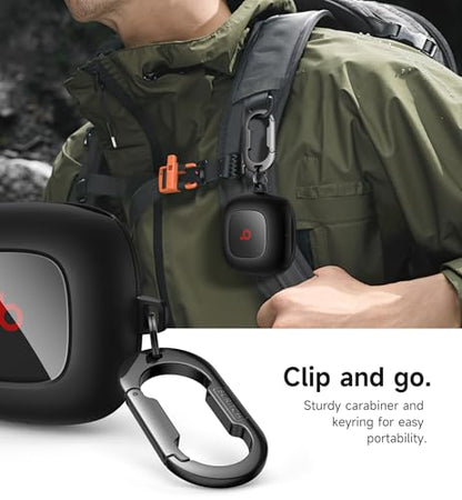 SURITCH Case Compatible with Beats Fit Pro Earbuds, Shock-Absorbing Protective TPU Shell for Beats Fit Pro Case 2021 Earbuds Secure Locking System with Anti-Lost Keychain, Black - color: Black1