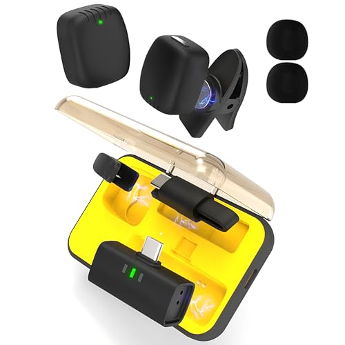 Wireless Lavalier Microphone Noise Cancelling for Android iPhone 15H Battery Life with Charging Case Lapel Micphone Wireless for Video Recording Podcast - size: USB-C