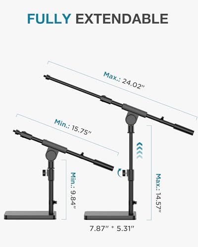 InnoGear Mic Stand Desk Boom Arm Microphone Stand for Blue Yeti Kick Drums - size: Large