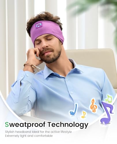 Perytong Sleep Headphones Wireless, Bluetooth 5.4 Sports Headband Headphones with Ultra-Thin HD Stereo Speakers Perfect for Sleeping, Workout, Jogging, Yoga, Insomnia, Air Travel, Meditation (Violet) - color: Violet