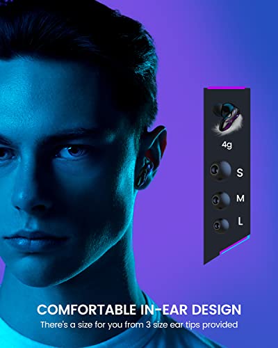 EKSA Wireless Gaming Earbuds, Bluetooth Headphones for Mobile Gaming, Switch, Music - 38ms Ultra Low Latency - 36 Hours Playtime - Game/Music Mode - Built in Mic - Noise Isolation