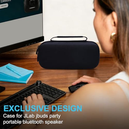 L LTGEM Speaker Case Compatible with JLab JBuds Party Portable Bluetooth Speaker, Office Travel Carrying Storage Bag - Black(Case Only) - color: Black