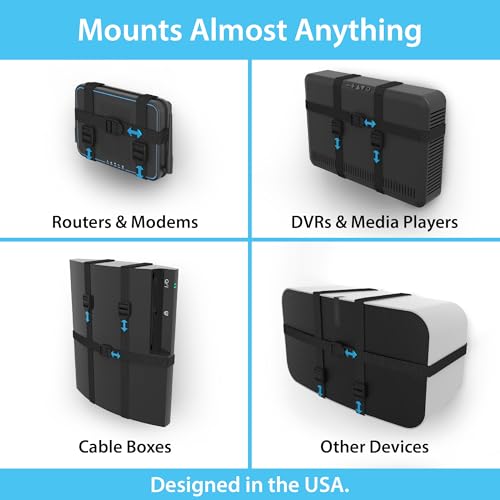 TotalMount Universal Mount for Electronics – Designed in the USA | Adjustable and Secure Wall Mount for Your Cable Box, Router, Modem, Wi-Fi Devices, DVR, and More (37 Inch Max Circumference)