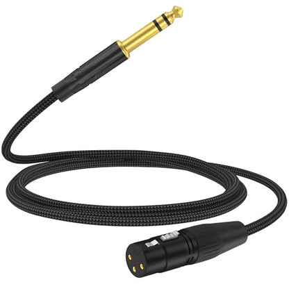 HOSONGIN XLR Female to 1/4 TRS Male Balanced Cable, 6.35mm Balanced Stereo Jack Cable with 3-Pin Connector, Nylon Braided for Live Sound, Electronic Organ, Mixers Studio Gear, 6 Feet - size: 6 Feet